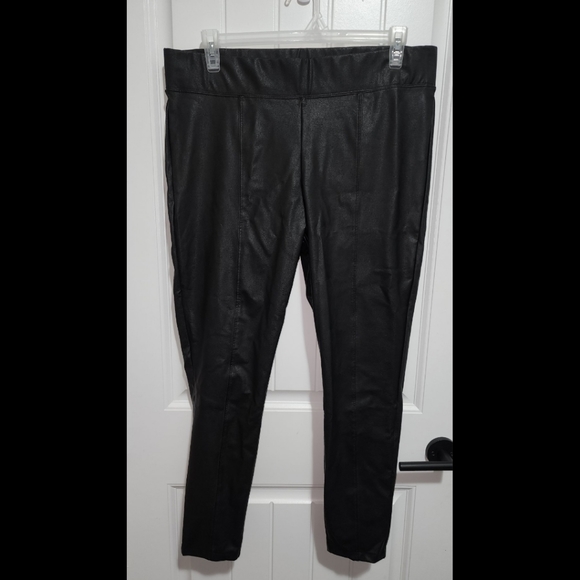 Old Navy Stevie pants black pleather faux leather ponte XL high rise womens - Picture 1 of 6